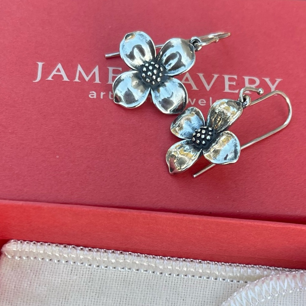 James Avery Dogwood flower ear hooks